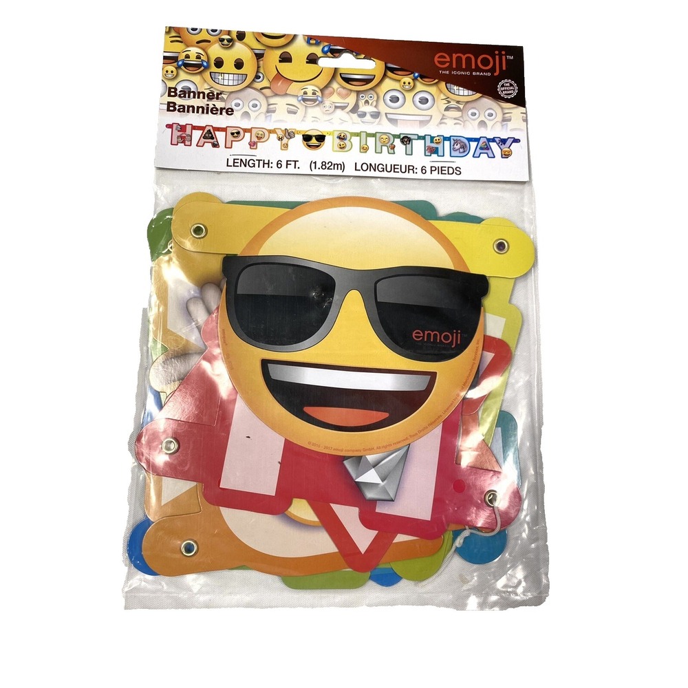NEW emoji happy birthday banner‎ party decor 6 foot